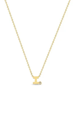 Zoë Chicco Diamond Initial Pendant Necklace in Yellow Gold-I at Nordstrom, Size 16