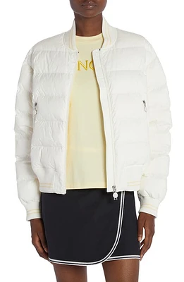 Moncler Argo Down Bomber Jacket Bright White at Nordstrom,