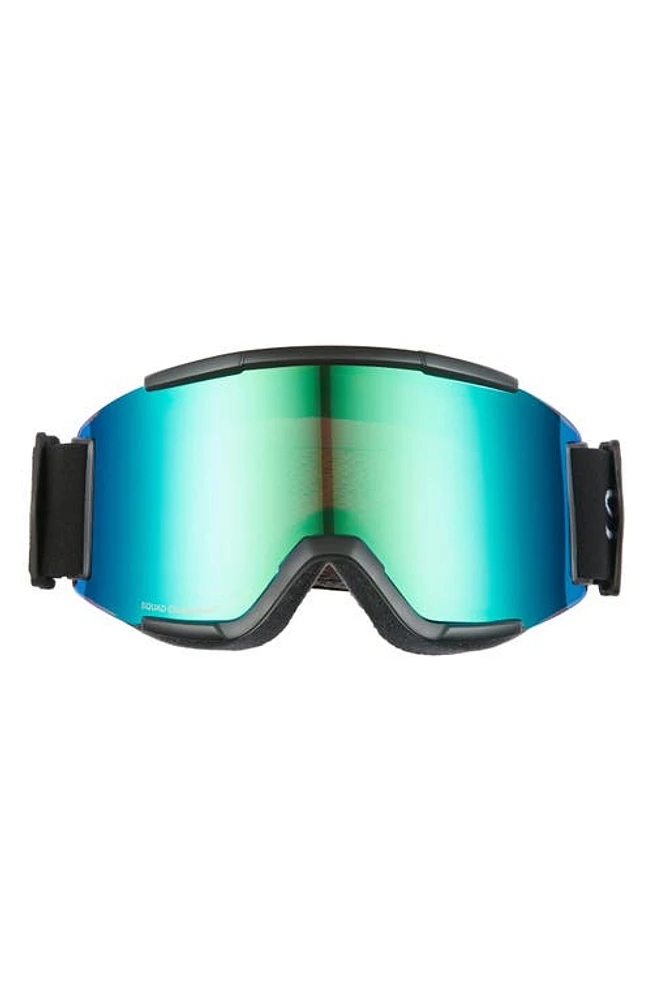 Smith Squad 180mm ChromaPop Snow Goggles in Black Chromapop Green Mirror at Nordstrom