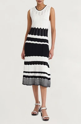 Luxely Mixed Stitch Sleeveless Knit Dress Ivory/Black at Nordstrom,