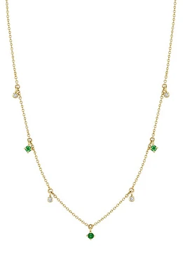 Zoë Chicco Emerald and Diamond Station Necklace in 14K Yg at Nordstrom, Size 16