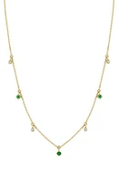 Zoë Chicco Emerald and Diamond Station Necklace in 14K Yg at Nordstrom, Size 16