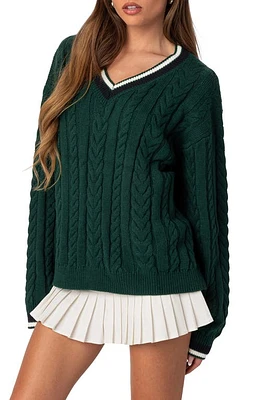 EDIKTED Amoret Oversize Cable Sweater Green at Nordstrom,