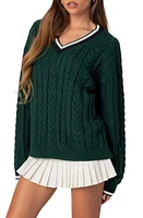 EDIKTED Amoret Oversize Cable Sweater Green at Nordstrom,