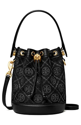 Tory Burch Mini T-Monogram Bucket Bag in Black at Nordstrom