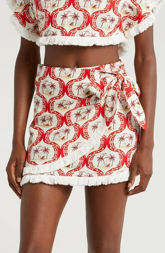 FARM Rio Beach Cover-Up Wrap Miniskirt Summer Off-White at Nordstrom,