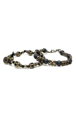 Mr. Ettika Ettika Men's Set of 2 Brass Bracelets in Black at Nordstrom