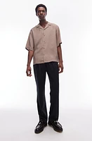 Topman Oversize Modal Blend Camp Shirt Stone at Nordstrom,