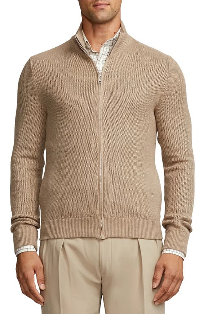 Ralph Lauren Purple Label Silk & Cotton Zip-Up Cardigan Truffle Melange at Nordstrom,