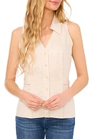 CeCe Sleeveless Woven Top Beige at Nordstrom,