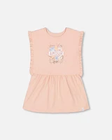 Deux Par Deux Girl's Tunic With Frills And Print Blush Pink at Nordstrom