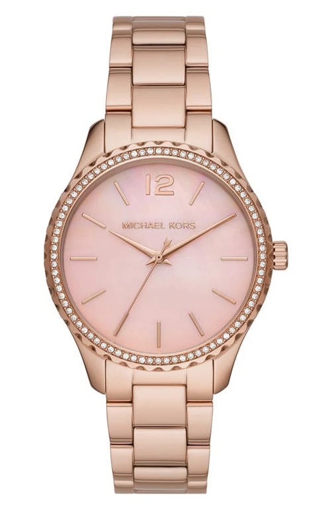 Michael Kors Layton Bracelet Watch, 38mm in Rose Gold/Pink Mop/Rose Gold at Nordstrom