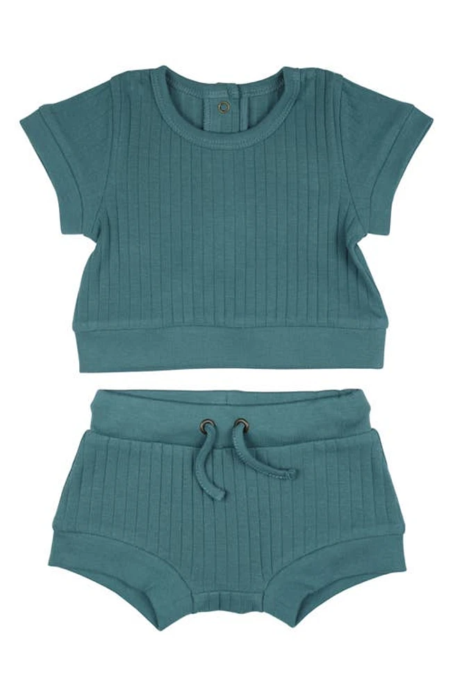 L'Ovedbaby Rib Organic Cotton T-Shirt & Shorts Set Oasis at Nordstrom,