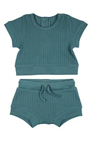 L'Ovedbaby Rib Organic Cotton T-Shirt & Shorts Set Oasis at Nordstrom,