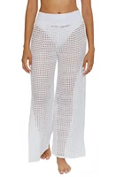 Becca Gauzy & Mesh Cotton Cover-Up Pants White at Nordstrom,