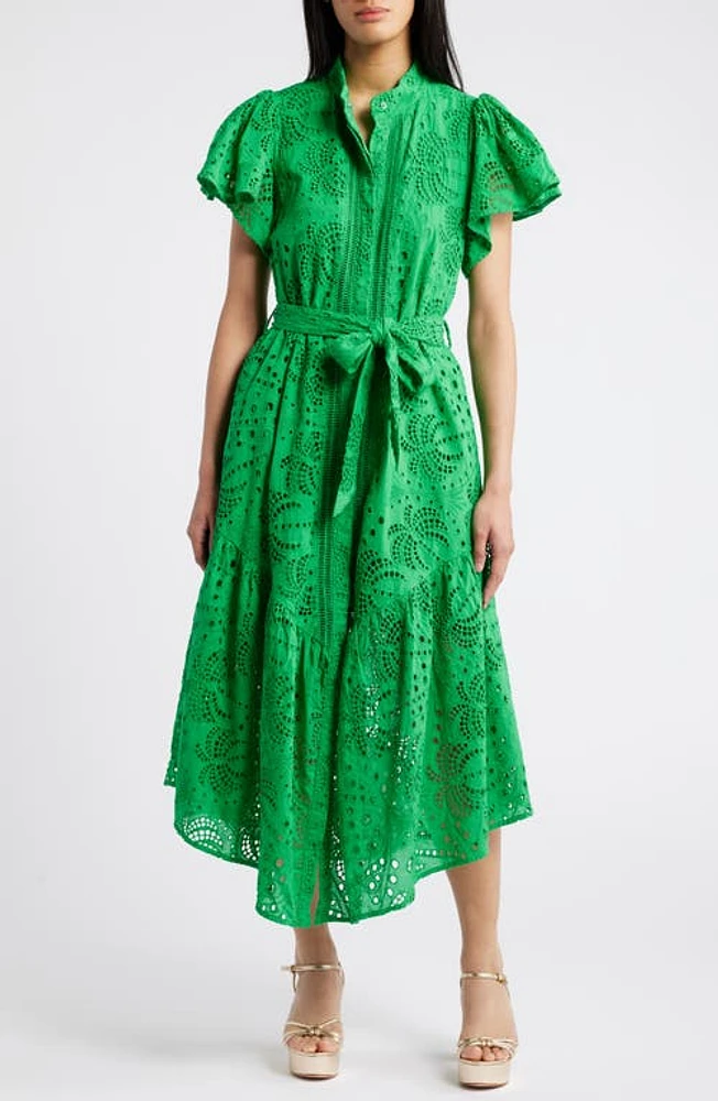 CIEBON Isabella Cotton Eyelet Maxi Shirtdress at Nordstrom,