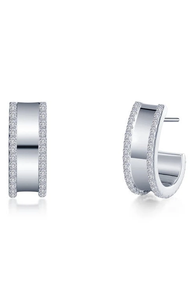 Lafonn Simulated Diamond Huggie Hoop Earrings in White/Silver at Nordstrom