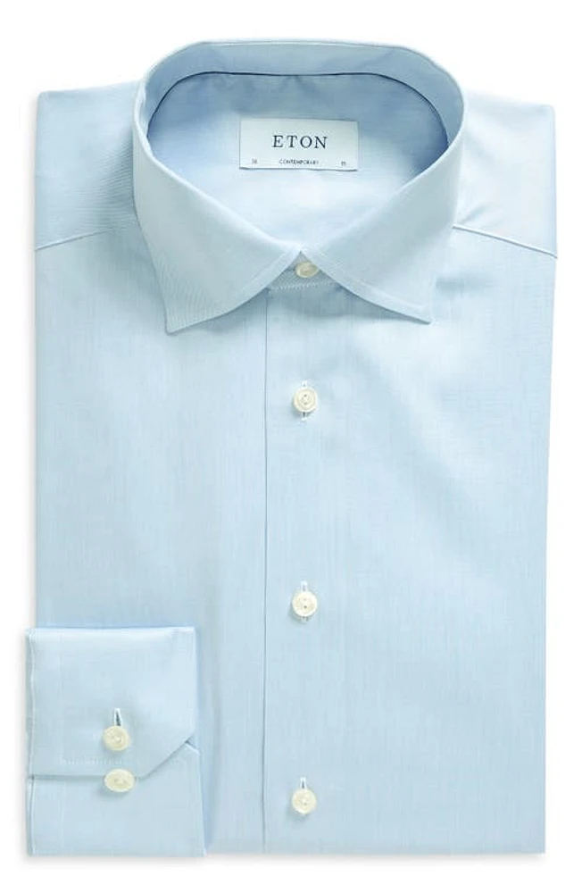 Eton Contemporary Fit Twill Dress Shirt Light Pastel Blue at Nordstrom,