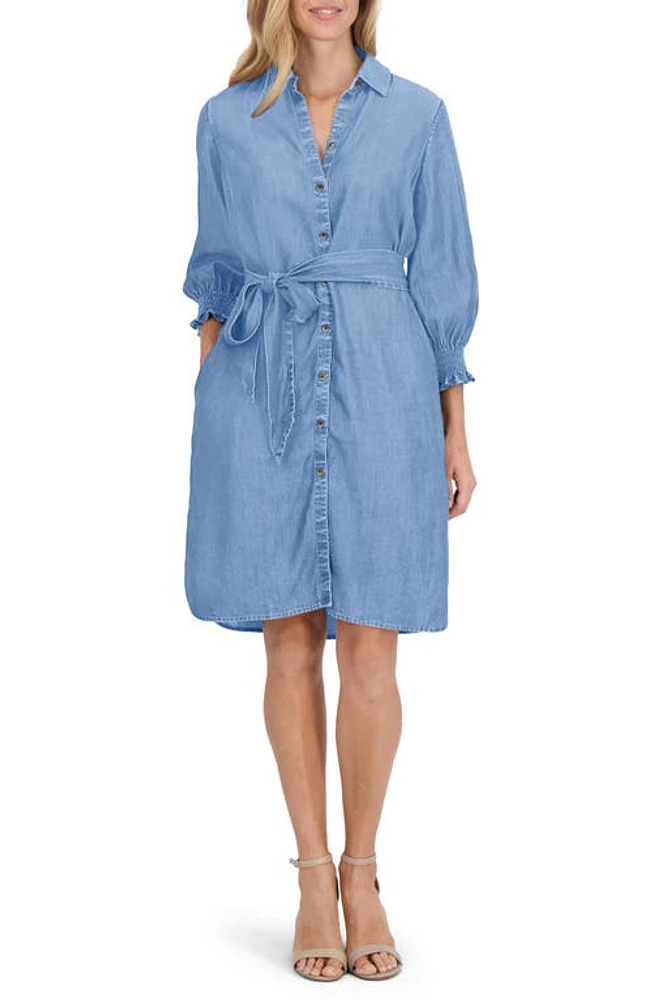 Foxcroft Abby Belted Long Sleeve Shirtdress at Nordstrom,