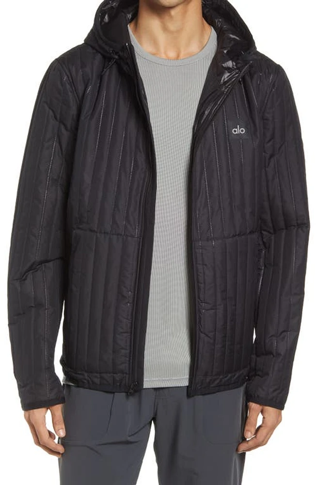 Alo Men's Future Hooded Full Zip Jacket in Black at Nordstrom, Size Small