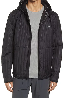 Alo Men's Future Hooded Full Zip Jacket in Black at Nordstrom, Size Small