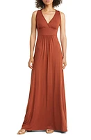 Loveappella V-Neck Jersey Maxi Dress at