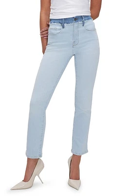 Good American Legs Two-Tone High Waist Ankle Straight Leg Jeans Indigo624 at