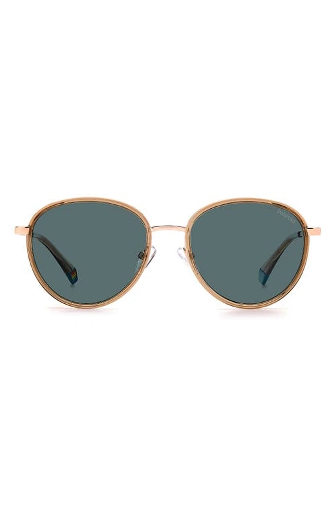 Polaroid 53mm Polarized Round Sunglasses in Beige /Blue Polarized at Nordstrom