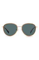 Polaroid 53mm Polarized Round Sunglasses in Beige /Blue Polarized at Nordstrom