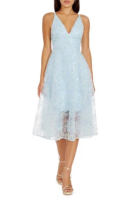 Dress the Population Audrey Beaded Sleeveless Chiffon Powder Blue Multi at Nordstrom,