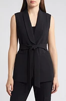 Anne Klein Shawl Collar Belted Vest Black at Nordstrom,