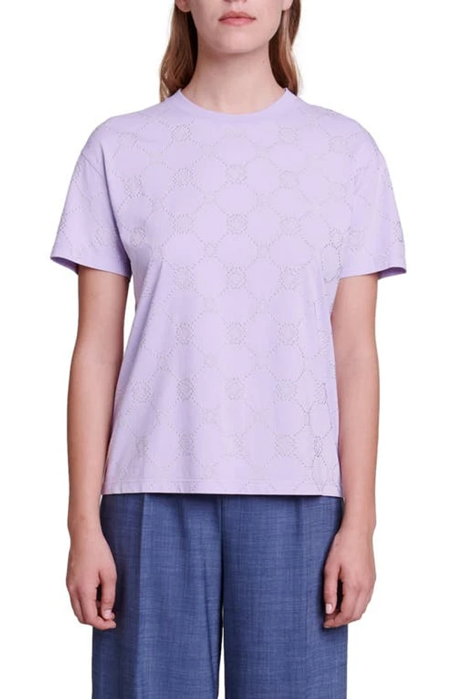 maje Clover Stud Cotton Crewneck T-Shirt Parma Violet at Nordstrom,