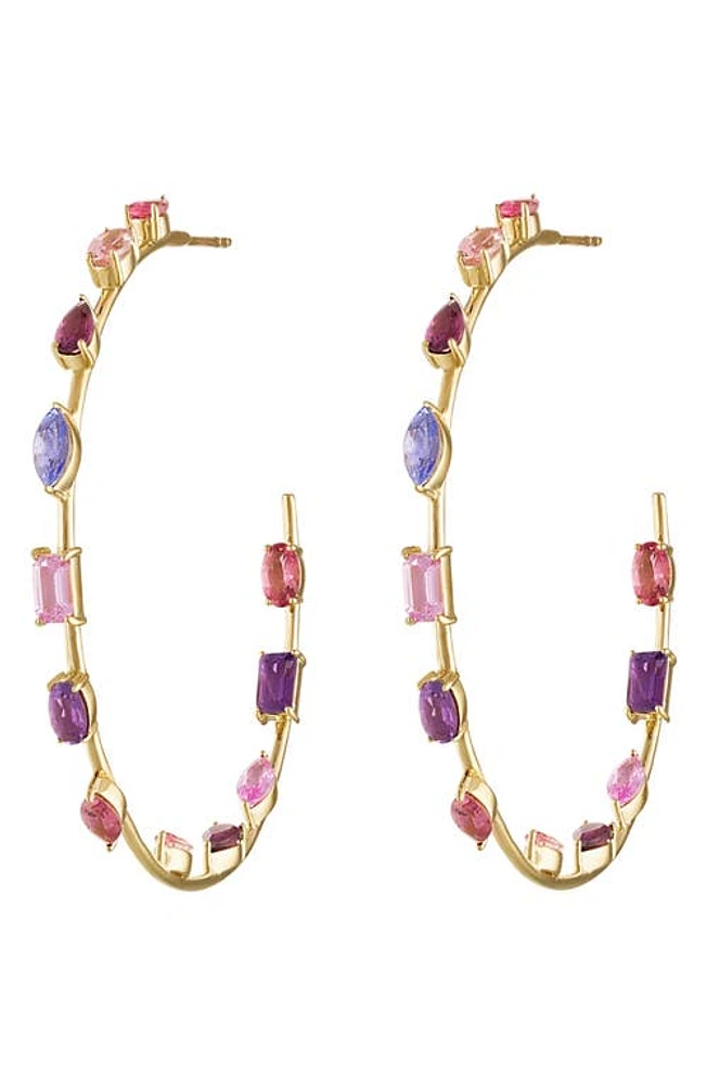 EDEN PRESLEY Goddess Crystal Hoop Earrings in Yellow Gold/Mixed Stone at Nordstrom