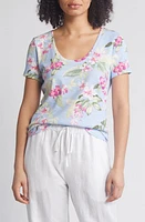 Tommy Bahama Ashby Isles Floral Short Sleeve Cotton Top Light Sky at Nordstrom,