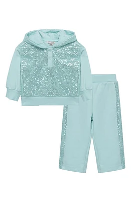 Habitual Sequin Hoodie & Joggers Set Aqua at Nordstrom,