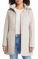 Via Spiga Herringbone Quilted Water Resistant Hooded Jacket Oyster at Nordstrom,