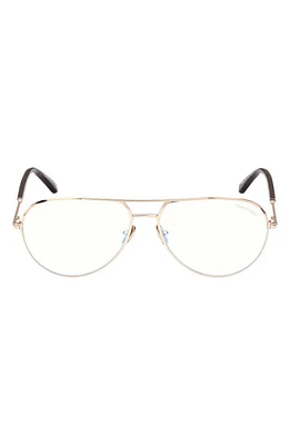 TOM FORD 57mm Blue Light Blocking Glasses in Shiny Rose Gold at Nordstrom