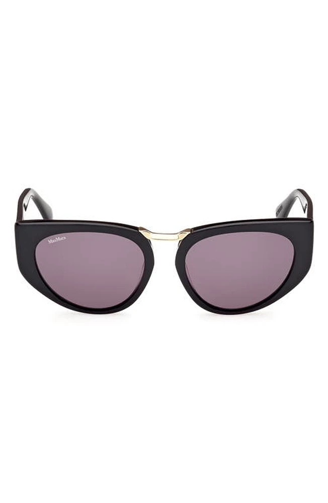 Max Mara Bridge1 54mm Cat Eye Sunglasses in Shiny Black /Smoke at Nordstrom