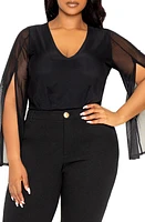 BUXOM COUTURE Mesh Long Sleeve Bodysuit at Nordstrom, X