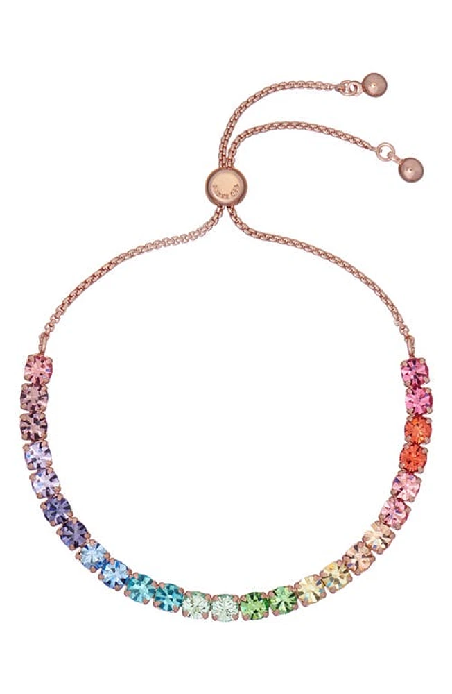 Ted Baker London Melrah Icon Crystal Slider Tennis Bracelet in Rose Gold Rainbow Crystal at Nordstrom