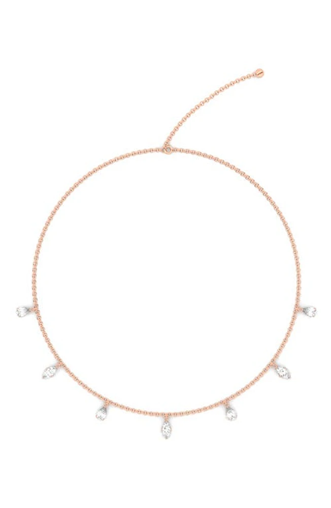 HauteCarat Lab Created Diamond Charm Choker Necklace in 14K Rose Gold at Nordstrom