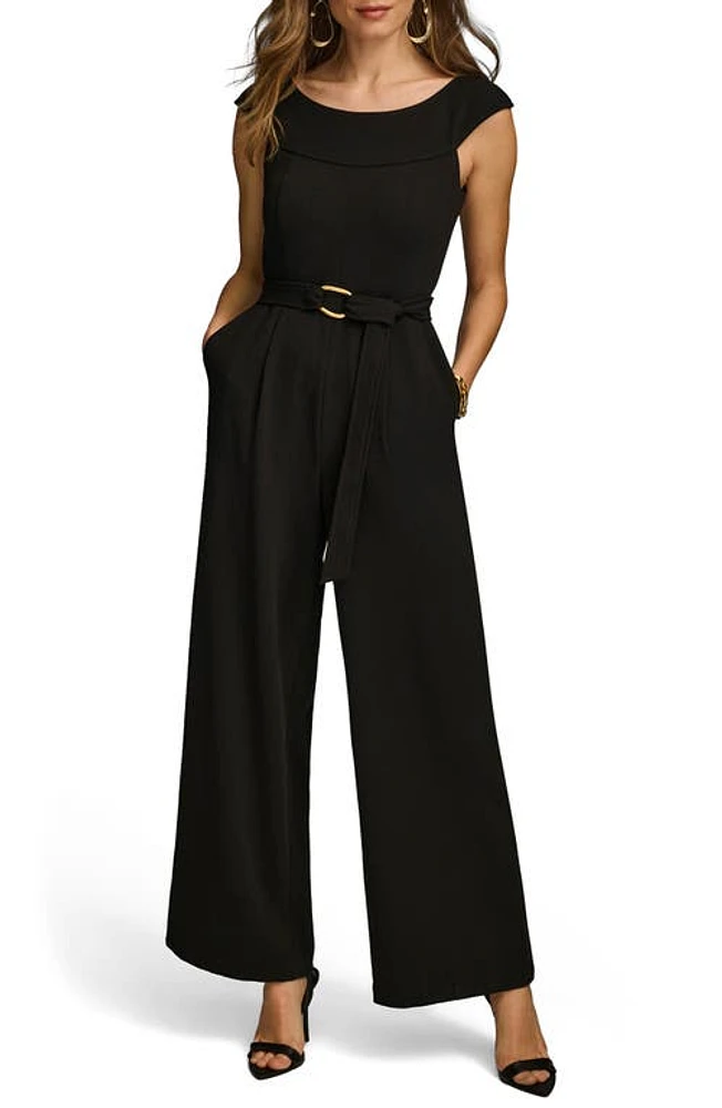 Donna Karan New York Cap Sleeve Straight Leg Jumpsuit Black at Nordstrom,