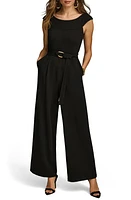 Donna Karan New York Cap Sleeve Straight Leg Jumpsuit Black at Nordstrom,