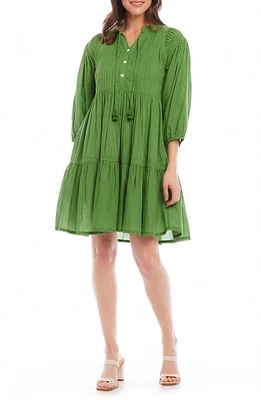 Karen Kane Tiered Lace Trim Cotton Dress Green at Nordstrom,