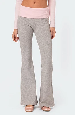 EDIKTED Molly Contrast Flare Leggings Gray-Melange at Nordstrom,