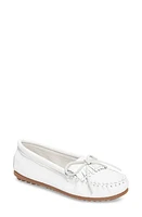 Minnetonka Kilty Driving Shoe White Leather at Nordstrom,