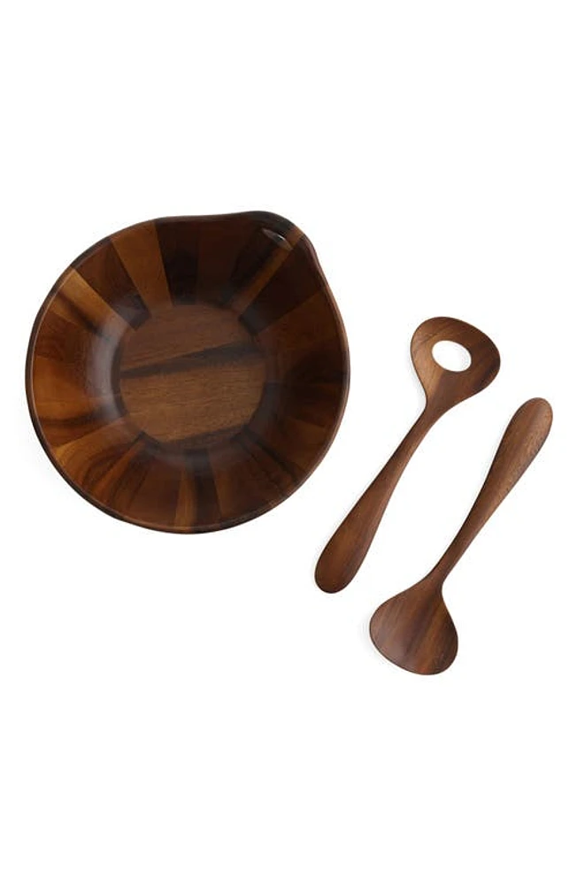 Nambé Portables Wood Salad Bowl Set in Brown at Nordstrom, Size One Size Oz