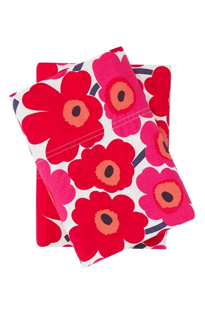 Marimekko Mini Unikko 200 Thread Count Dark Red Pillowcases at Nordstrom, Size Standard