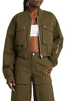 BY. DYLN Les Crop Bomber Jacket Khaki at Nordstrom,