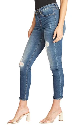 Vigoss Jagger Distressed Raw Hem Skinny Jeans Med Wash at Nordstrom